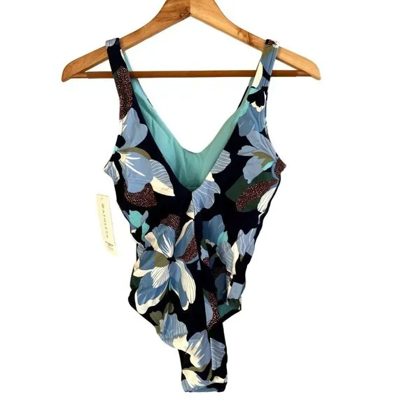 Athleta Blue Floral Tropical One Piece Swimsuit XS - Picture 9 of 14